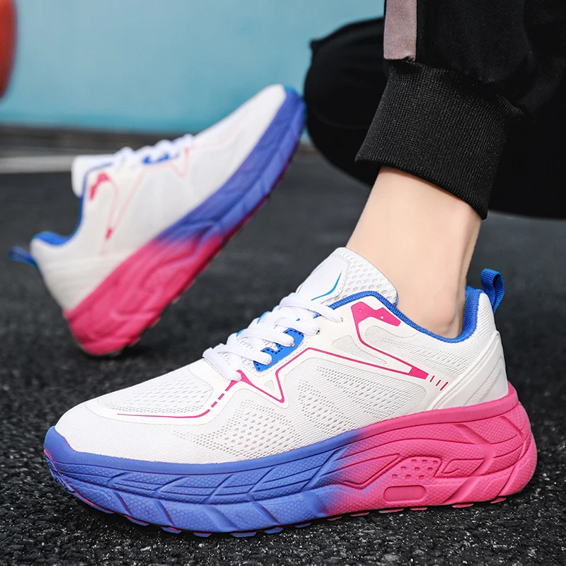 Mens Lace-Up Chunky Sole Sport Shoes Couple Fashion Platform Walking Sneakers Women Breathable Tennis