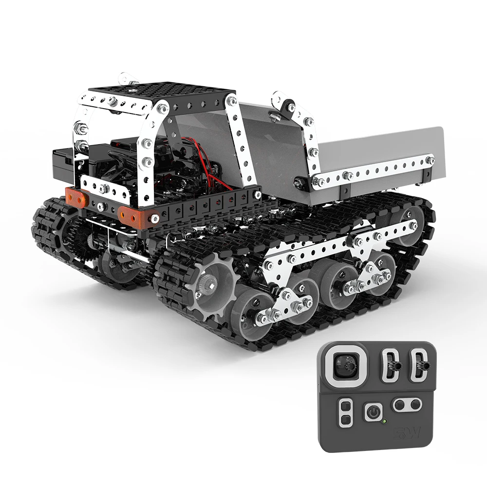 

Metal building block dump truck assembling alloy excavator robot with power system remote control toy