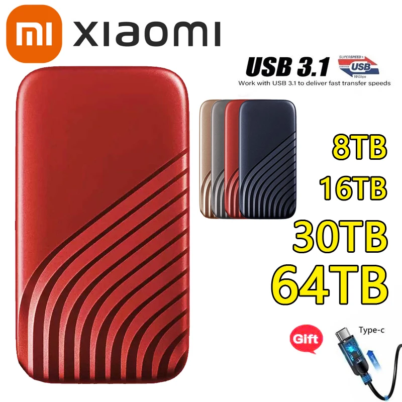 

Xiaomi 100% Original High-speed 16TB 8TB SSD 4TB 2TB Portable External Solid State Hard Drive USB3.1 Interface Mobile Hard Drive