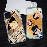 japan anime one piece luffy phone case transparent for iphone 13 12 11 pro max mini xs max 8 7 plus x se 2020 xr cover