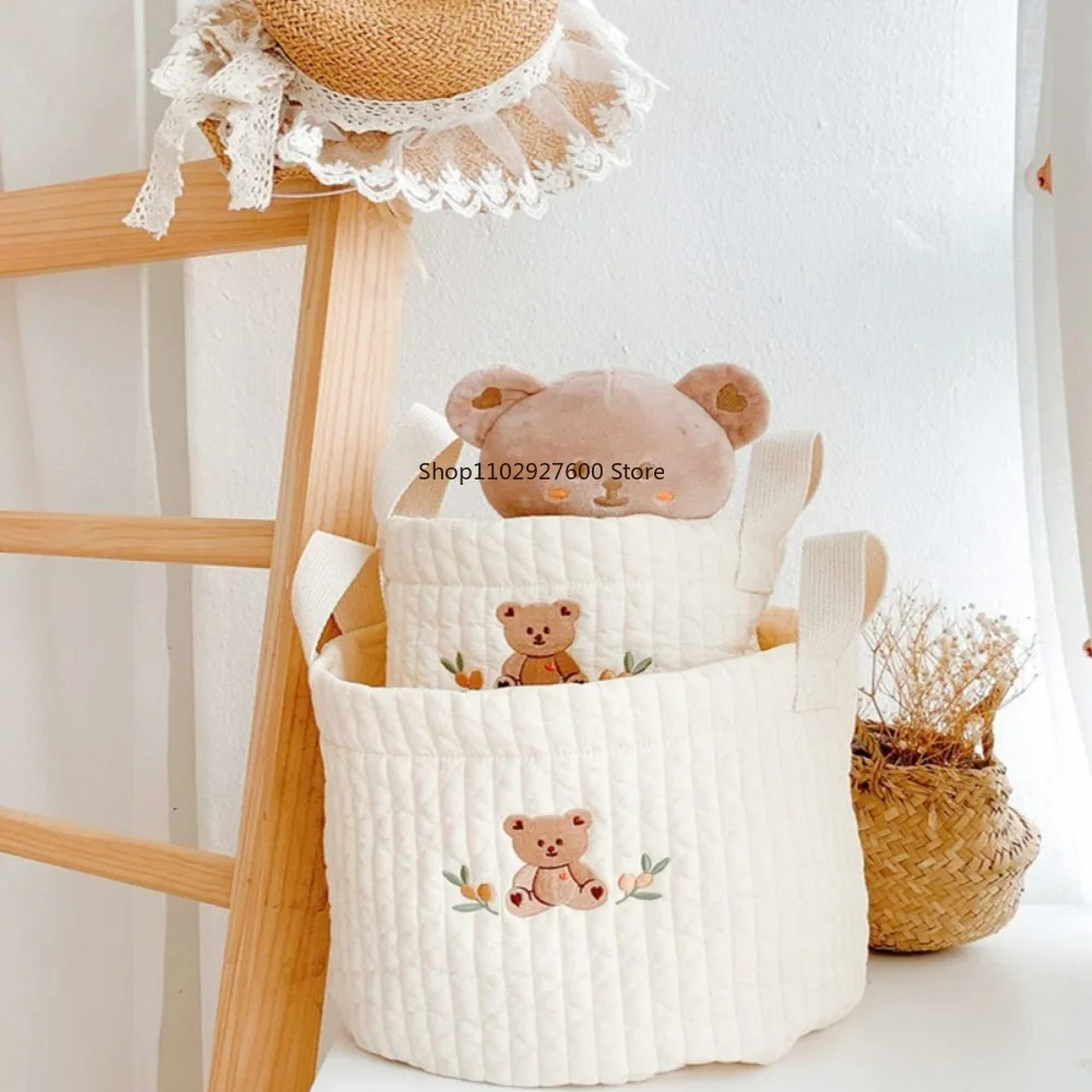 Бежевая хлопковая вышивка детские подгузники тканевая сумка для игрушек