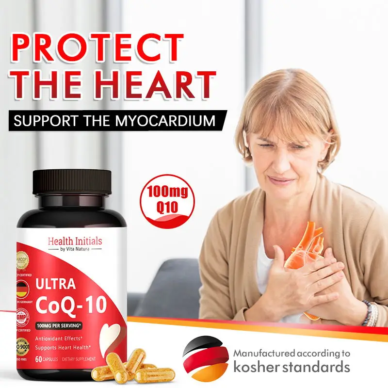 

100 мг, 60 шт., органический коэнзим COQ10 высокого поглощения, способствует сердечно-сосудистой системе и здоровью сердца, обеспечивает энергию, здоровое питание