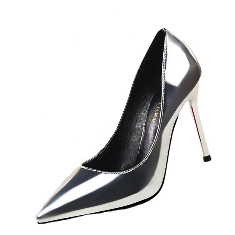 

P24 European-American Style Simple Slender Heel High Heel Shallow Mouth Pointed Sexy Slim Professional Women's Single High Heels