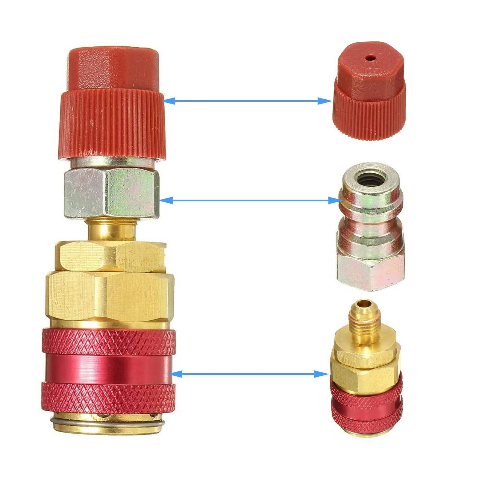 

Car Air-conditioning Fitting R134A Quick Coupler Adapters High Side Extension Red 17 Mm 180° Brass Car Add Fluorine Durable