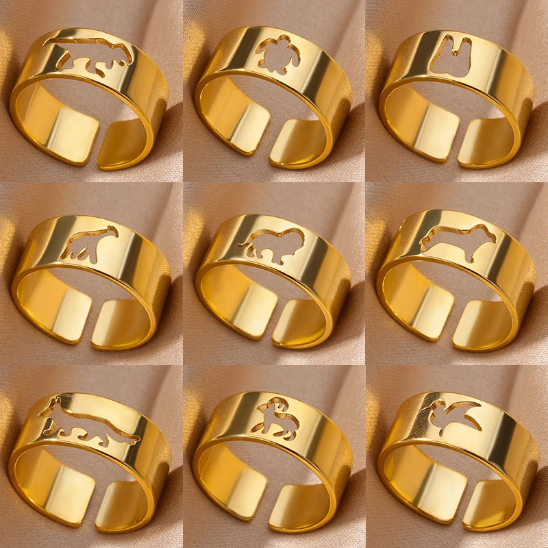 

Stainless Steel Butterfly Rings for Women Gold Color Adjustable Finger Ring Wedding Aesthetic Animal Jewelry Gift Free Shipping