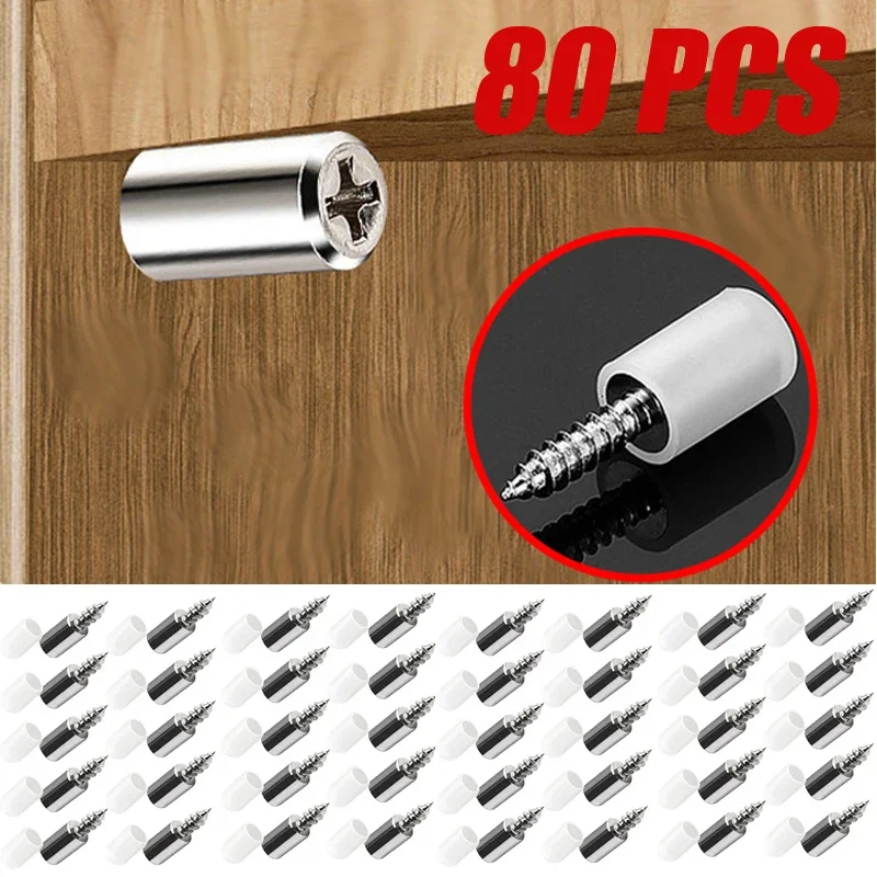 

80/10PCS Self Tapping Screws Layer Plate Holder Wardrobe Storage Rack Septum Fixed Support With Slip Resistant Rubber Sleeve