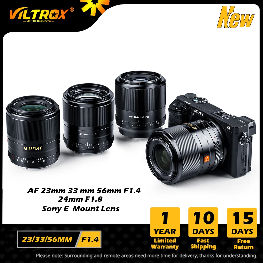 

VILTROX 23mm 33mm 56mm F1.4 24mm F1.8 E Auto Focus Lens Large Aperture APS-C Full Frame Lens for Sony E Mount Camera Lens A9 A7S