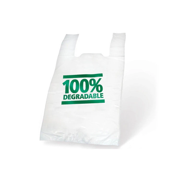 Custom printed grocery biodegradable plastic t-shirt bag shopping bag