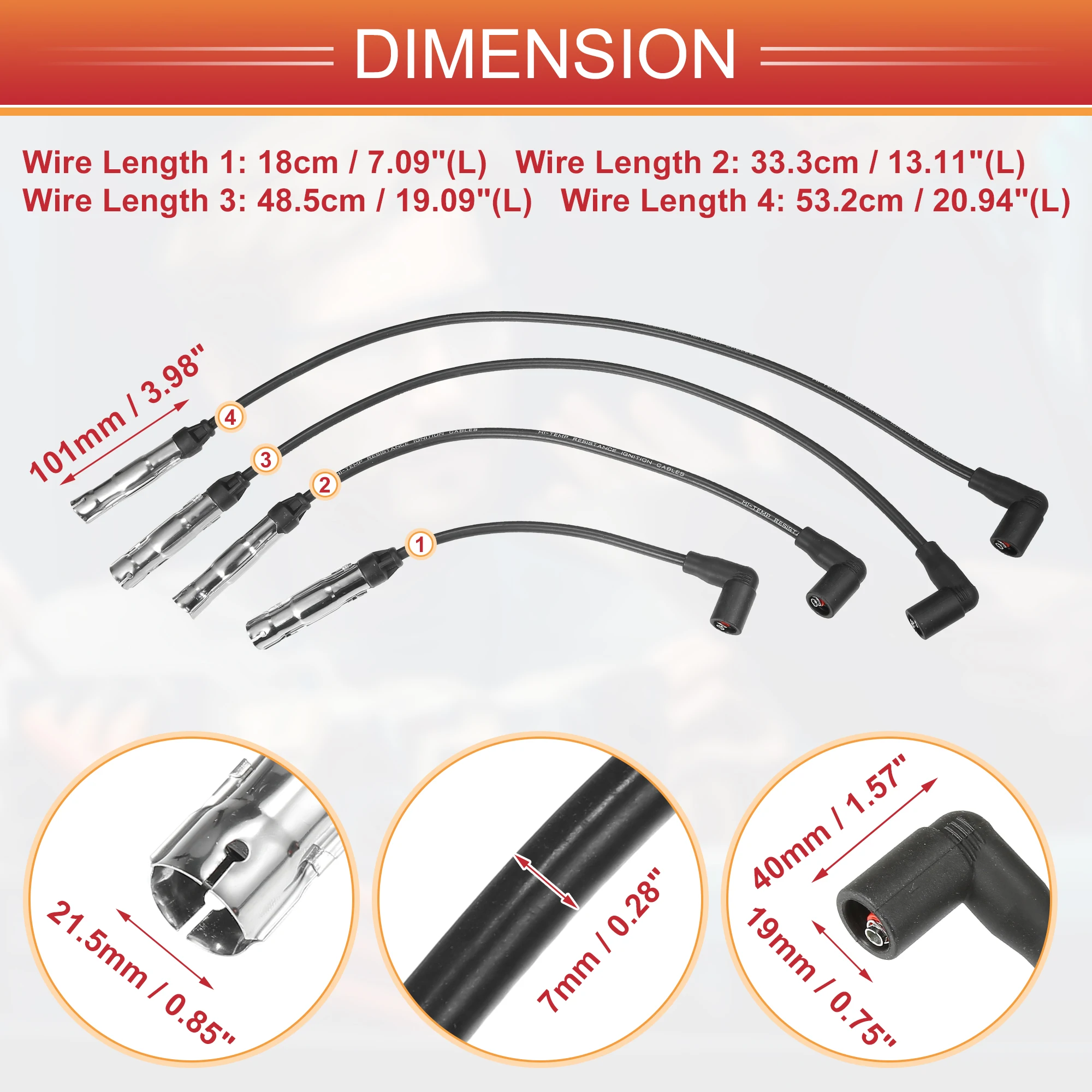 UXCELL 4 шт. Свеча зажигания провод Модель № 06a905430j для VW Beetle Golf
