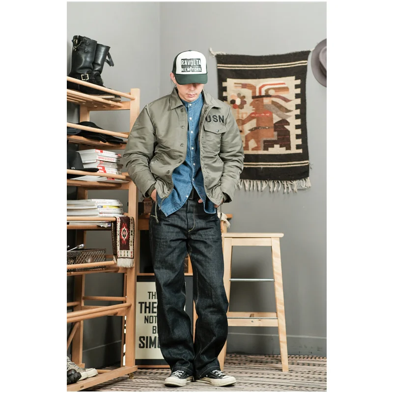 

Simons винтажная военная куртка с вышивкой USN A2 эксклюзивный класс Amekaji