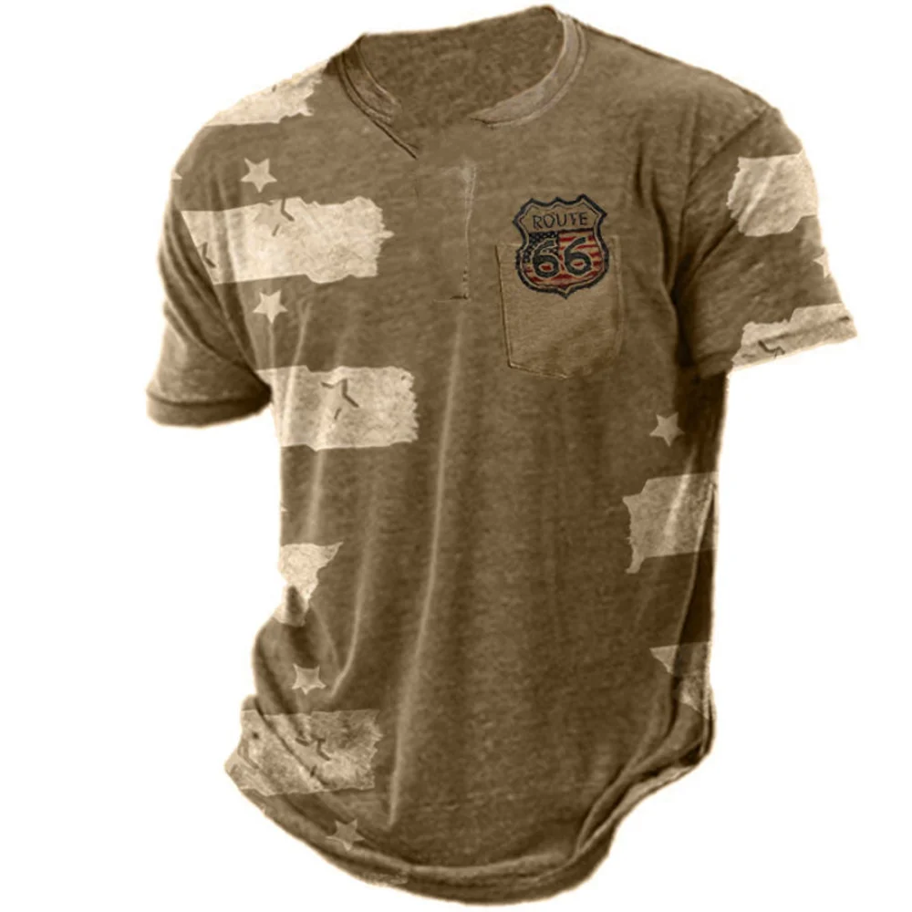 

Men's 3d T Shirt Vintage Clothing Route 66 Print T-shirt Summer Tops Short Sleeve Shirts for Male O Neck Street Casual Pullover