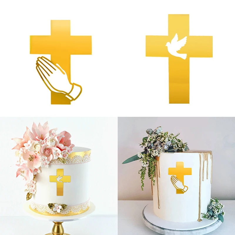 

1 шт. многофункциональные акриловые топперы для торта на день рождения, топперы для торта на Первое причастие, топперы для торта на крест