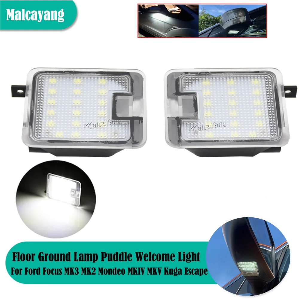 

2x LED Side Rearview Mirror Floor Ground Lamp Puddle Light For Ford Focus MK3 MK2 Mondeo MKIV MKV Kuga C-Max Escape S-Max