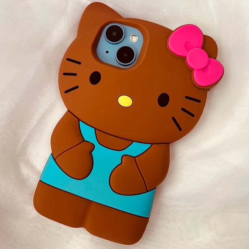 3D Stereoscopic Sanrio Hello Kitty Phone Case for IPhone 14 13 12 11 Pro Max Mini X XR XS MAX 7 8Plus Silicone Soft Back Cover