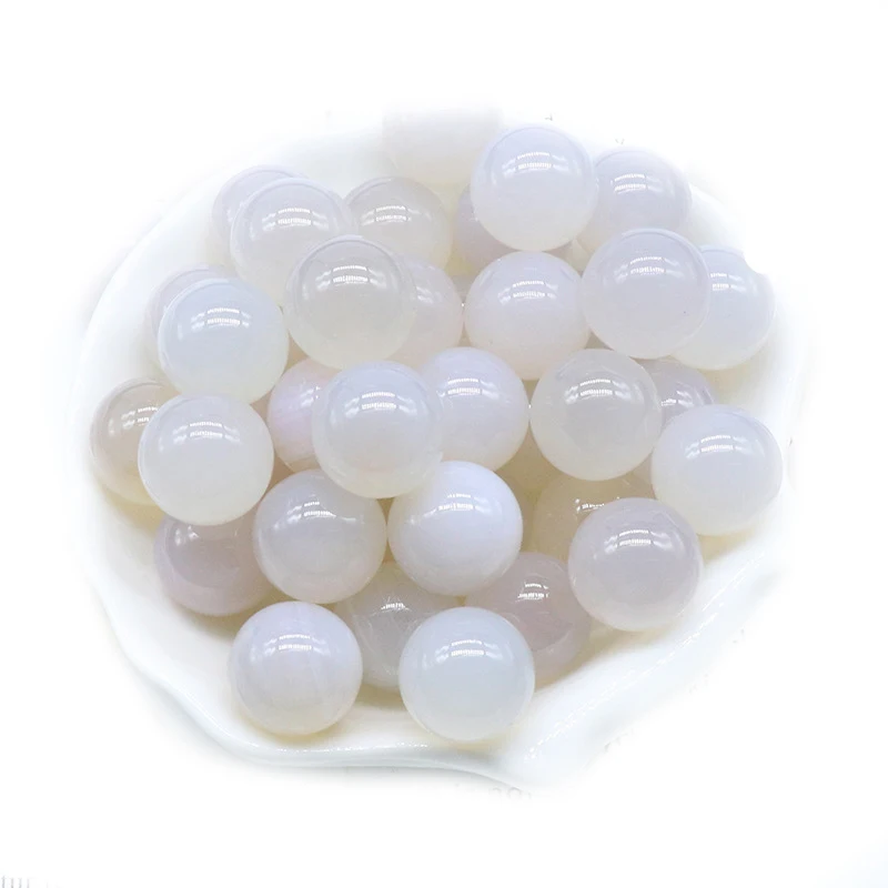 

3PCS 16MM White Agate Round Beads for DIY Making Jewelry NO-Drilled Hole Loose Healing Cute Stone Crystal Sphere Balls