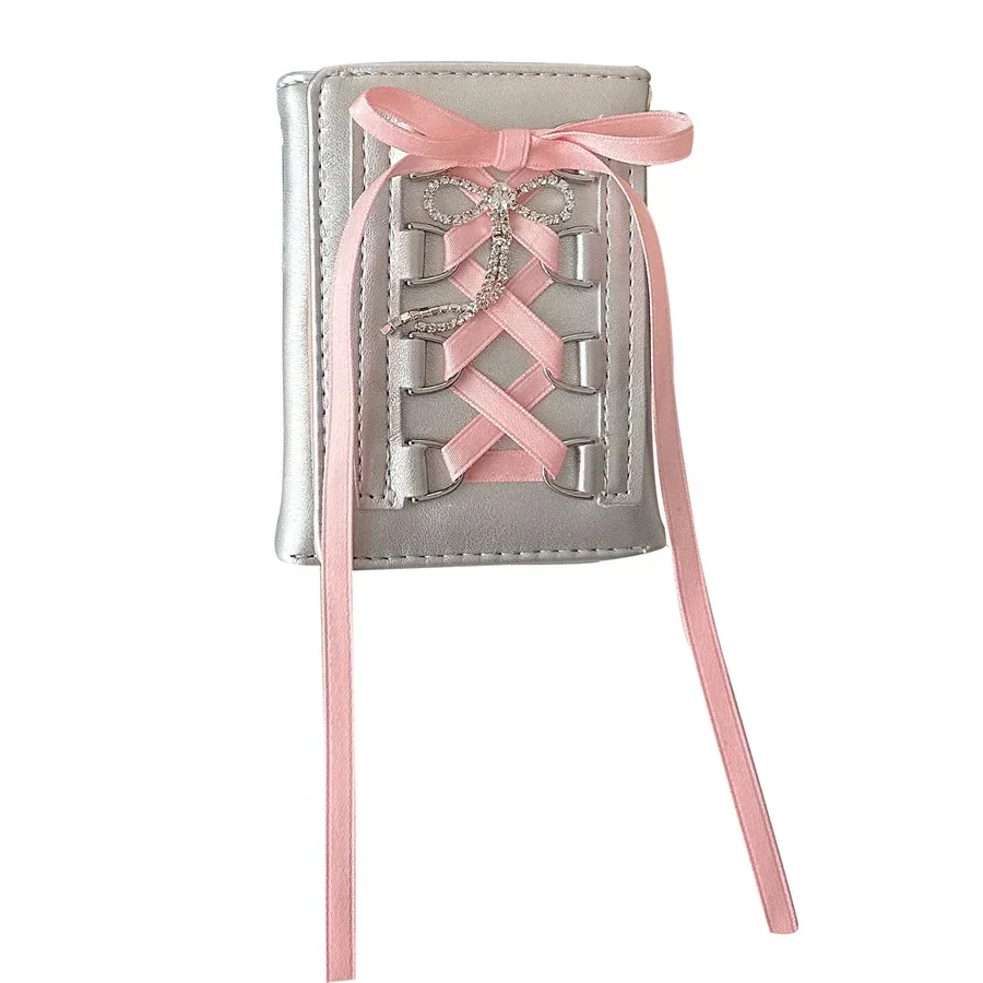 Корейская INS балетная лента с бантом серебряная сумка для карт из искусственной