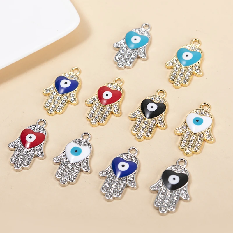 HEYUYAO 10 шт./лот Смешанные Подвески в форме сердца глаз пальмы горного хрусталя