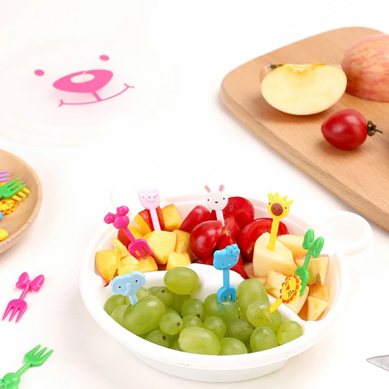 

10Pcs Cute Mini Animal Farm Cartoon Food Picks Children Snack Cake Dessert Food Fruit Forks Lunch Bento Accessories Party Decor