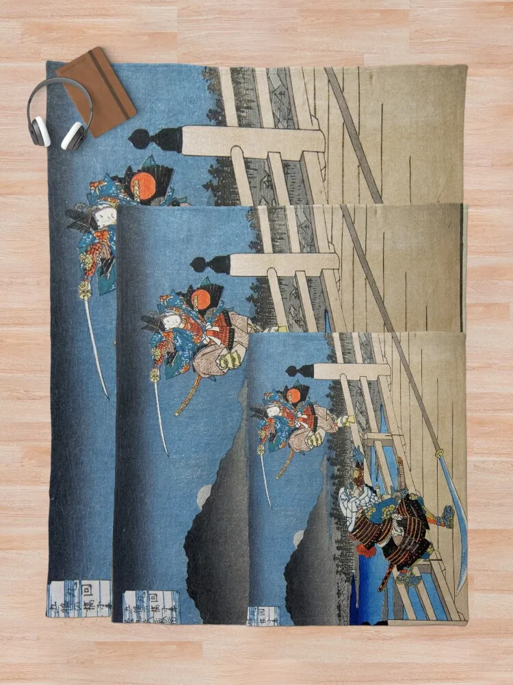 Утагава Хирошиж - Ушибавамару Defeats Musashibo Benkei at Gojo Bridge Плед Модные диваны Одеяла для