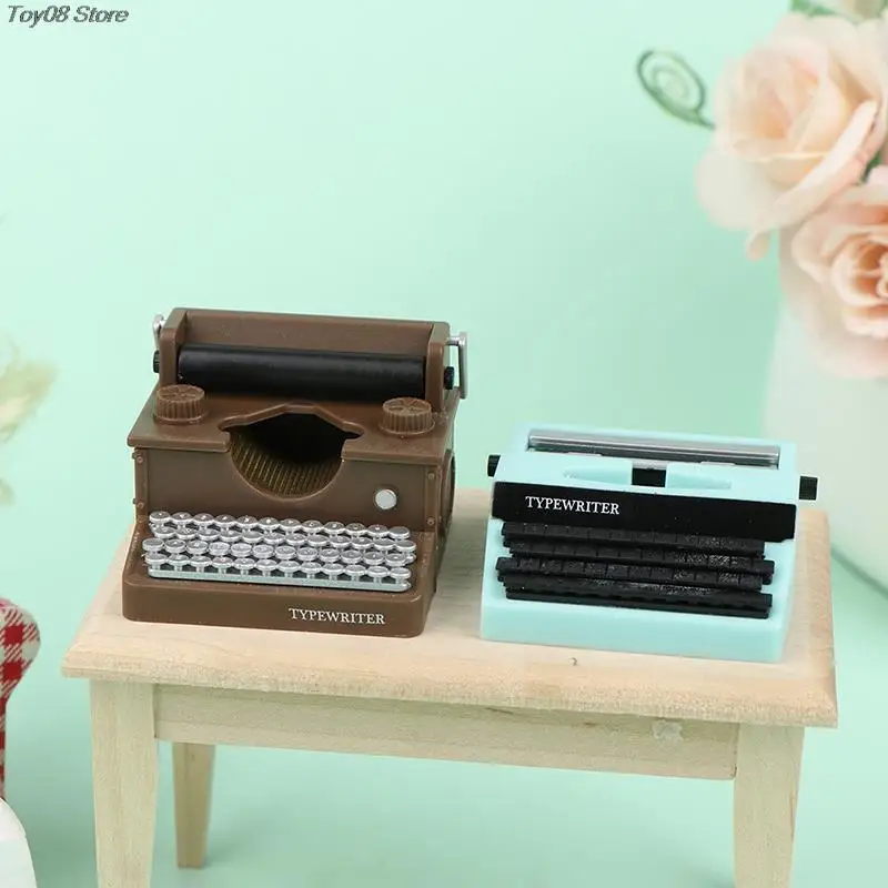 1PC 1: 12 Doll House Mini Ornaments Simulation Typewriter Doll Toy Scene Props Doll House Mini Typewriter Model 2022