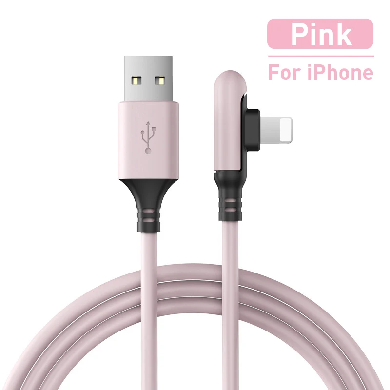 

Новый USB-кабель 90 градусов для iPhone 13, 12 Pro, Max, X, XR, XS, 8, 7, 6s, быстрое зарядное устройство, жидкий силиконовый кабель для передачи данных 0,3/1,2/1,8 м
