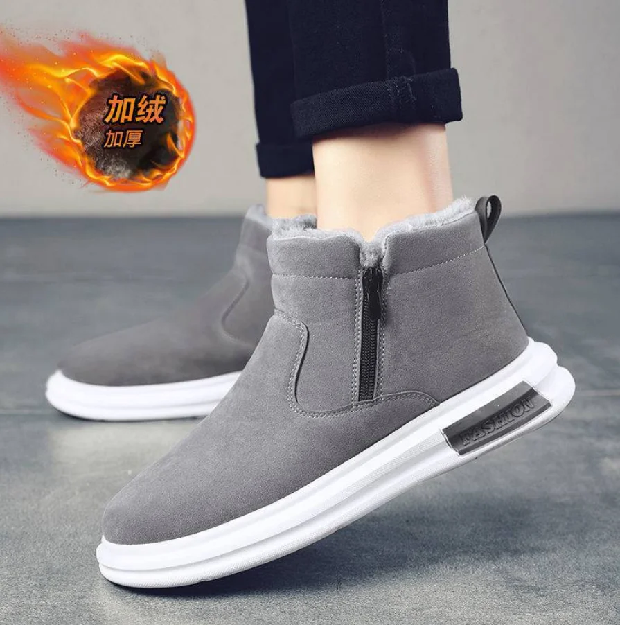 Men Shoes 2022 Winter Outdoor Keep Warm Boots Slip On Comfortable Plush Fur Ankle Botas Men Snow Boots Zapatos De Hombre