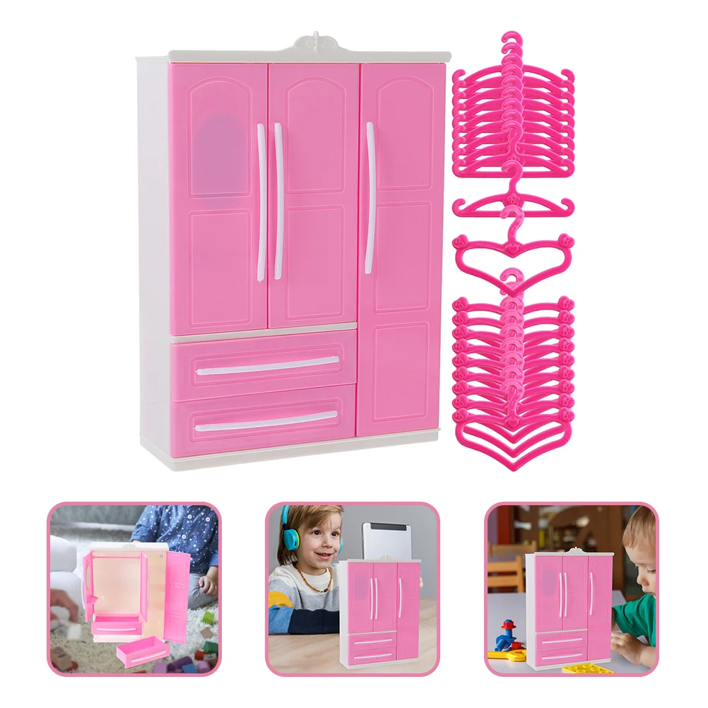 

Tiny Furniture Three Sides Storage Wardrobe Shirts Hangers Mini Clothes House Accessories Small Closet Baby