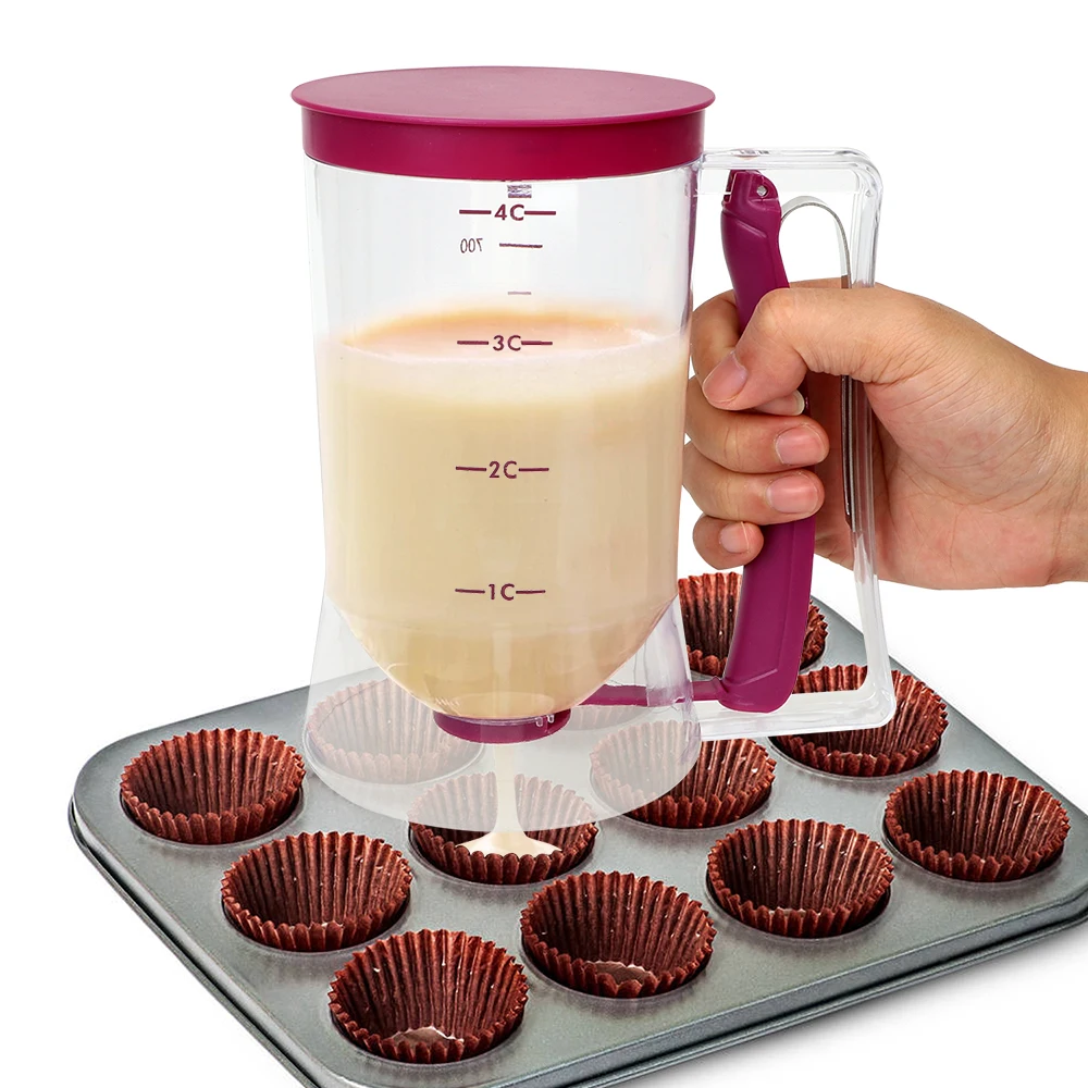 

900ml Batter Flour Paste Dispenser For Cupcake Cookie Cake Muffins Measuring Cup Cream Speratator Pancake Batter Dispensers