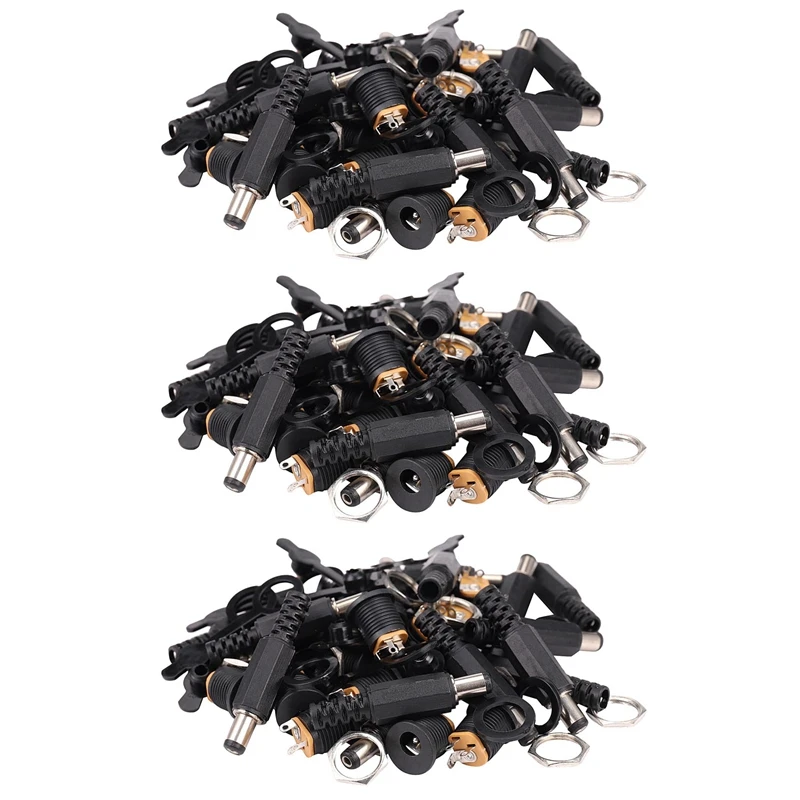 

45 Sets 5.5X2.1Mm DC Power Connector Male Female Dc Socket Jack + Short Plug + Waterproof Cap