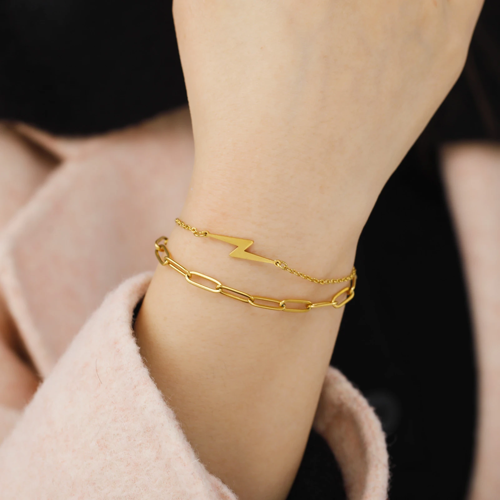 Kkjoy модные браслеты из нержавеющей стали золотого цвета с молнией для женщин