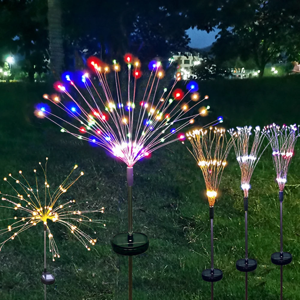 

150 LED Solar Powered Firework Starburst Stake Light Warm White Garden Outdoor Multicolor White Warmwhite Solar Firework Lights