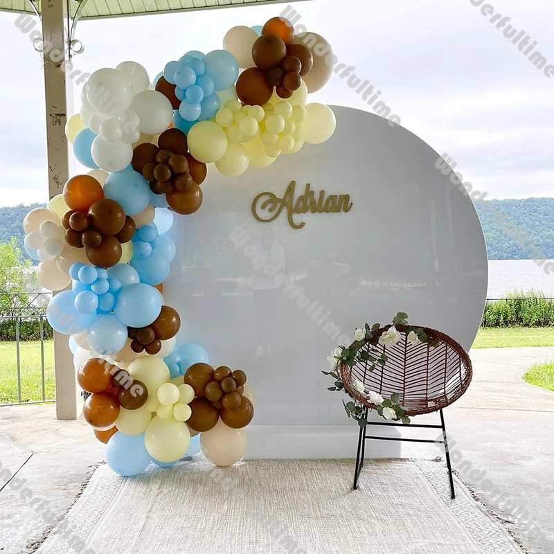 

185pcs Macaron Blue Birthday Party Decoration White Sand Caramel Yellow Balloons Arch Garland Kit DIY Beige Baby Shower Decor