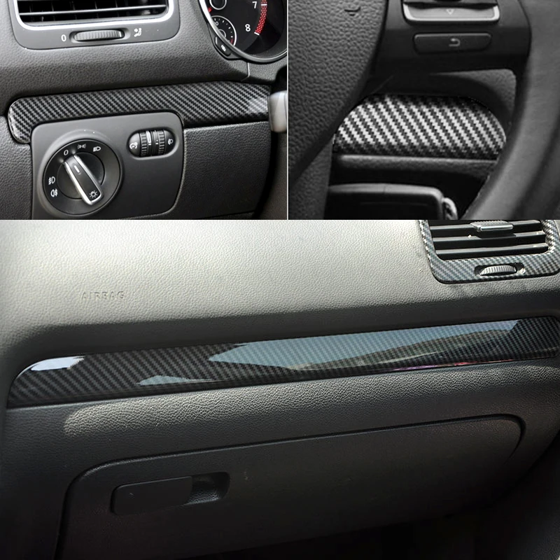 

For VW Golf 6 MK6 GTI 2008-2013 Car ABS Carbon Fiber Style Center Console Dashboard Panel Strips Cover Trim Interior Accessories