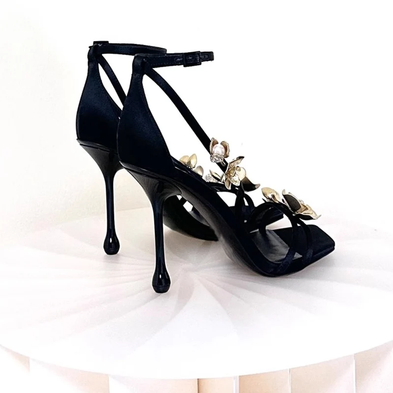 Новые элегантные сандалии с ремешком на щиколотке в виде золотой орхидеи женские