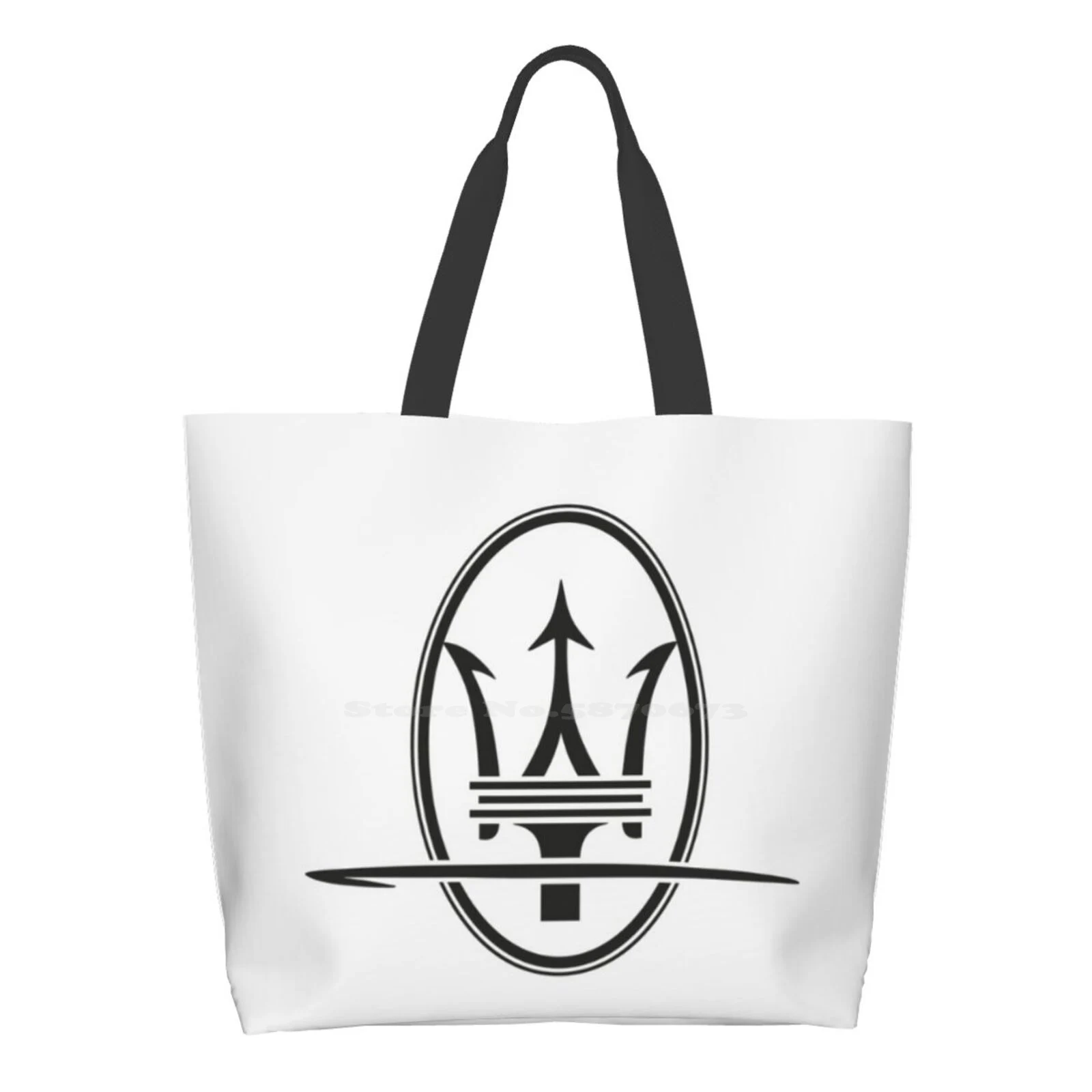 

Maserati Trident Logo Black Totes Shoulder Bags for Travel Handbag Shopper Bag Alfa Romeo Auto Car Fiat Italy Logo