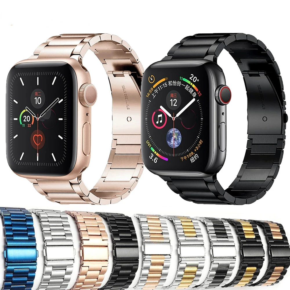

Ремешок для Apple Watch 7 6 5 4 3 2 1, металлический браслет из нержавеющей стали для iWatch Series 42 мм/38 мм/40 мм/44 мм/45 мм/41 м