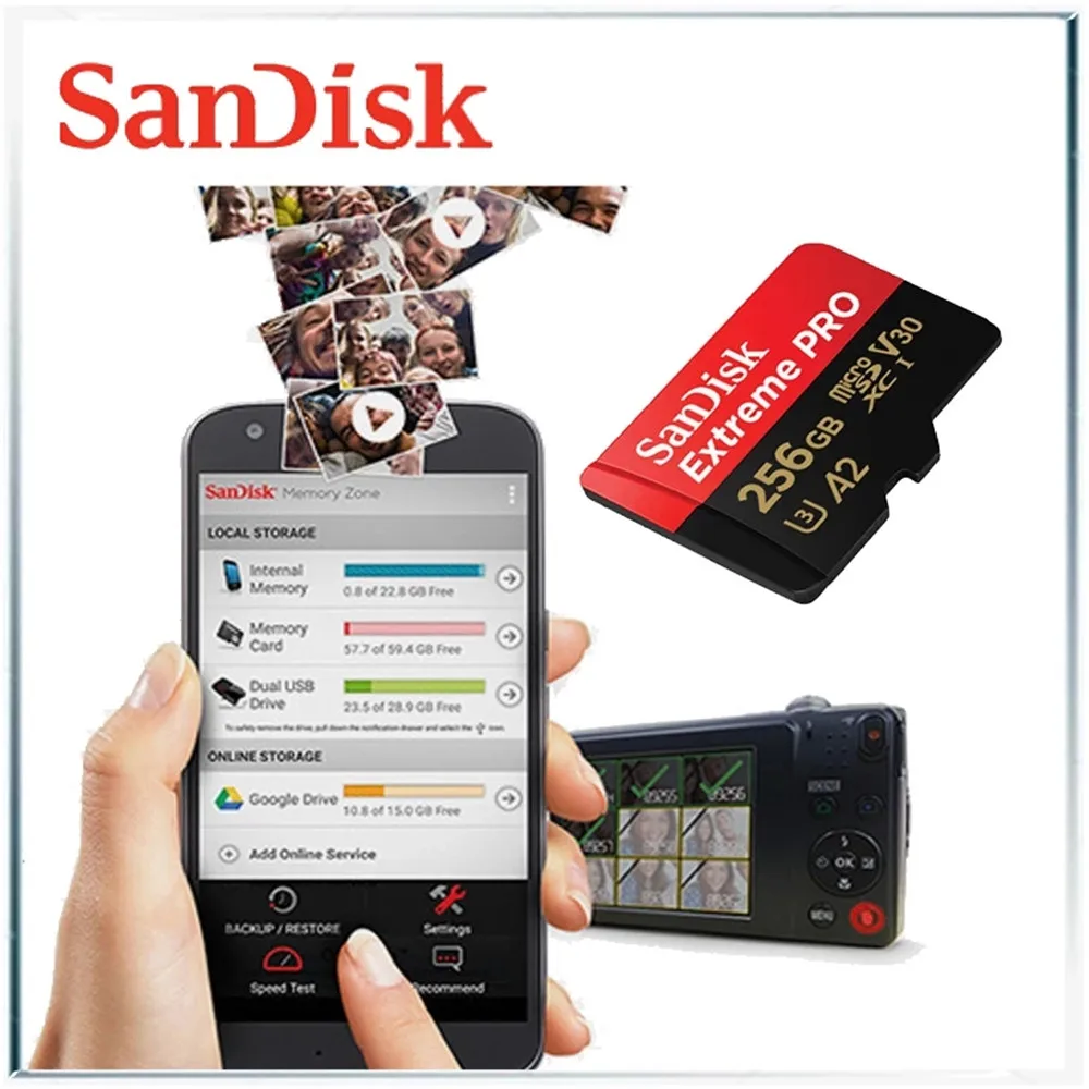 Оригинальная карта памяти SanDisk Extreme Pro 1 ТБ Micro SD 512 ГБ до 170 МБ/с. 256 128 A2 V30 U3 400 Гб 64 TF 32