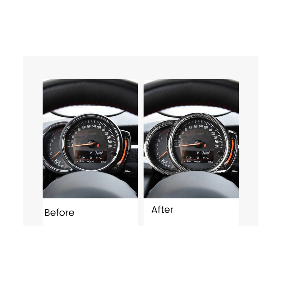 Фото Настоящее углеродное волокно для Mini Cooper F54 F55 F56 F57 F60 интерьерный Автомобильный датчик Скоба стикер приборная панель №5