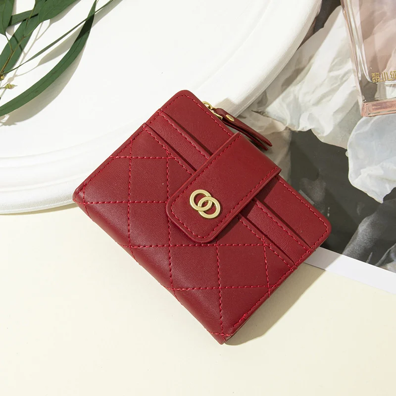 Wallet women's short 2022 new Korean buckle women's wallet multi card position student style zero wallet zipper card bag