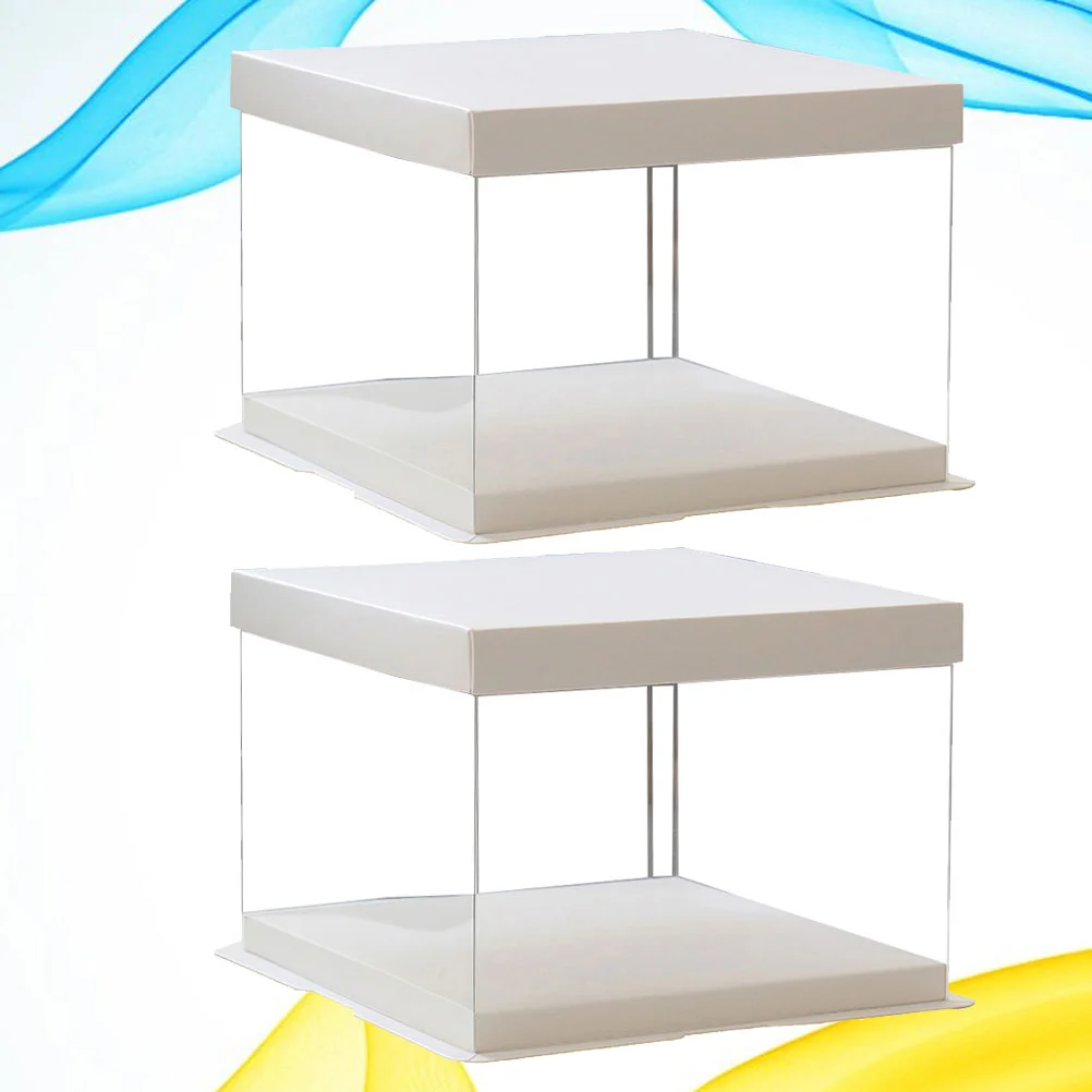 

Cake Boxes Container Box Gift Bakery Stand Transparent Clear Birthday Containers Carrier Display Packaging Keeper Holder Lid