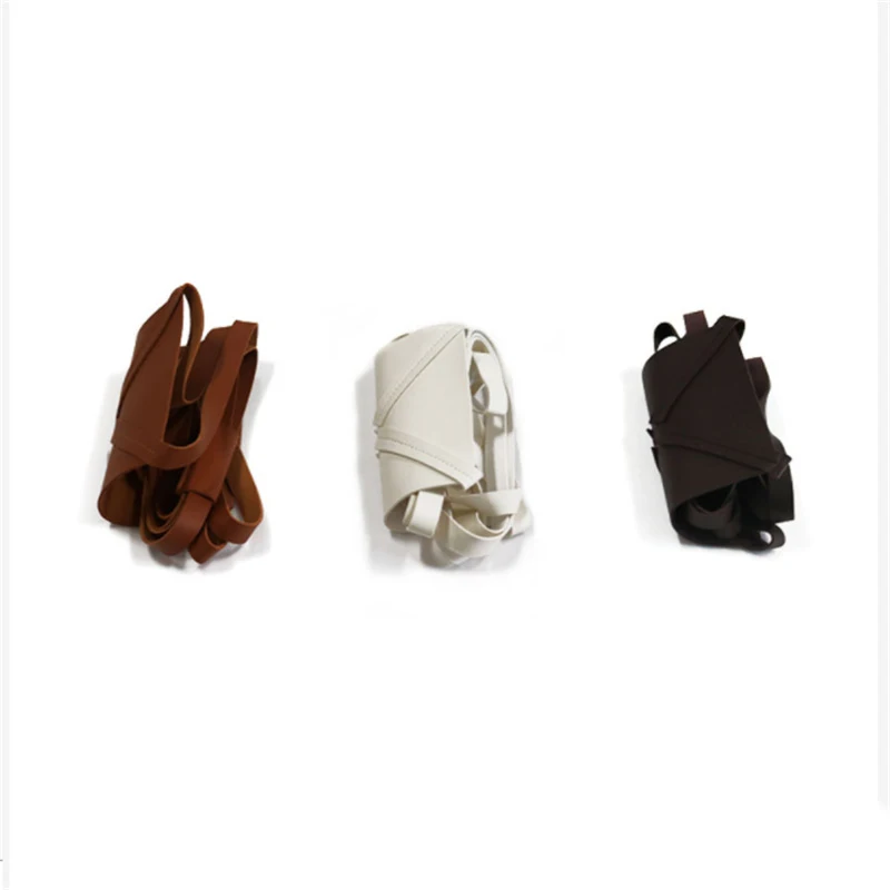 Простая кожаная подвесная корзина для цветочных горшков сетчатая сумочка