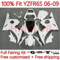 100 fit injection body for yamaha yzf r6s r6 s yzfr6s 2006 2007 2008 2009 yzf r6s 06 07 08 09 oem fairing 10no 9 glossy white