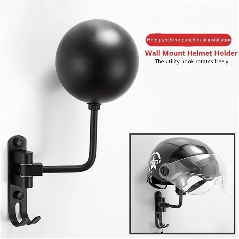 

Space Aluminum Helmet Stand Hat Holder Wall Mounted Hook For Coats Hats Key Motorcycle Helmet Holder Hook Jacket Hat Rack Hanger