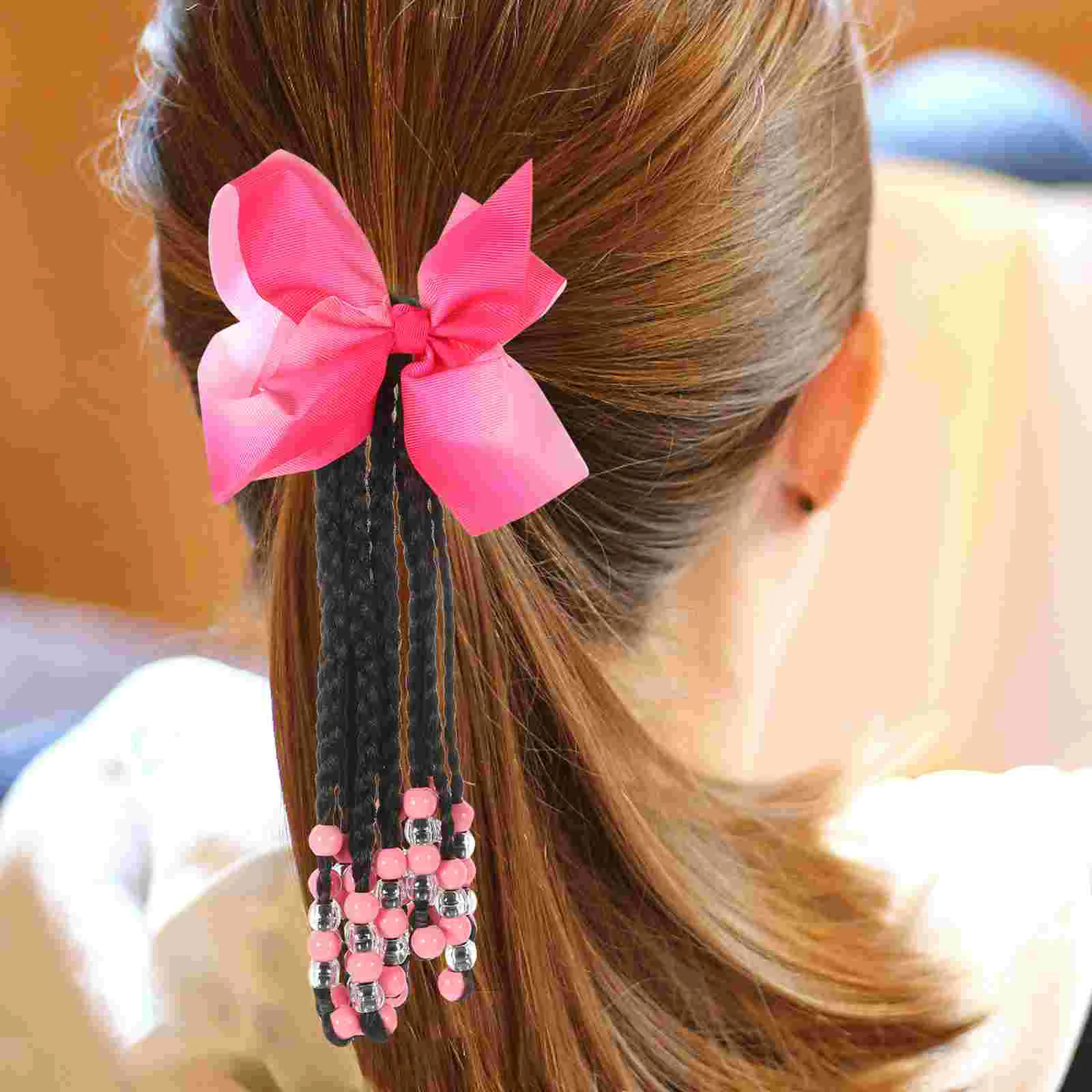 

Hair Extension Ponytail Beaded Bowknot Hair Braided Wig beads dirty braids wigs bows children's braids hair accessories