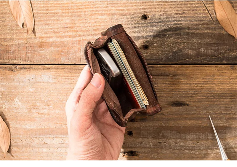 Vintage high-quality genuine leather men's women's coin purse simple luxury first layer cowhide female thin small money bag