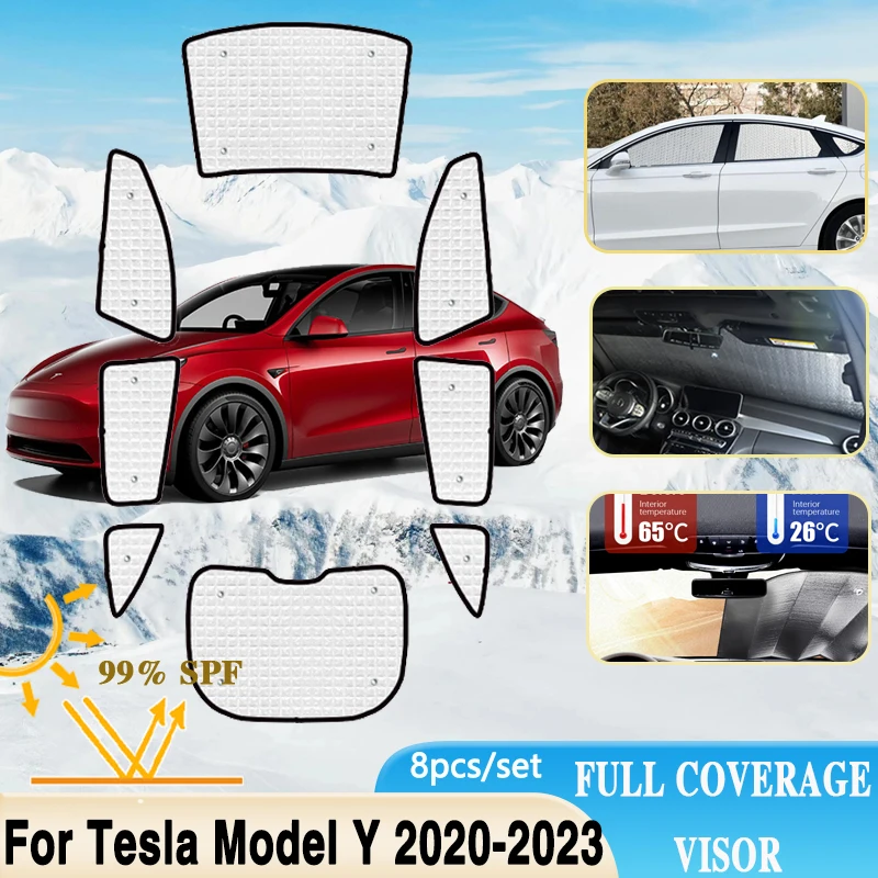 

Full Coverages Sunshades For Tesla Model Y 2023 Accessories 2022 2021 2020 Full Surround Windshield Window Visor Car Accessories