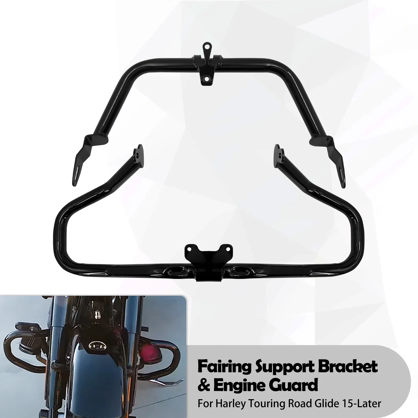 

Черная нарезанная защита двигателя для мотоцикла, дорожная защита, обтекатель, опорный кронштейн для Harley Touring Road Glide FLTRX 2015-Later