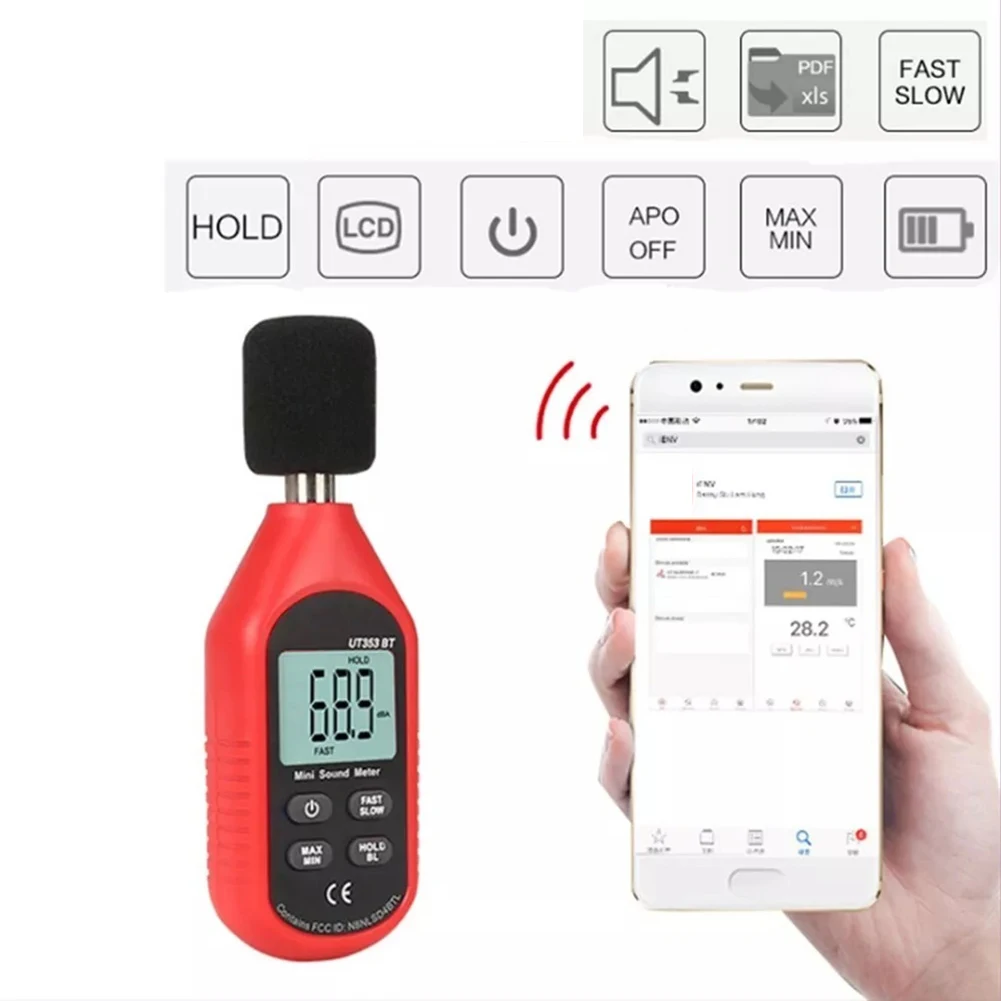 UT353BT Измеритель шума совместимый с Bluetooth детектор портативный звук тестер звука DB