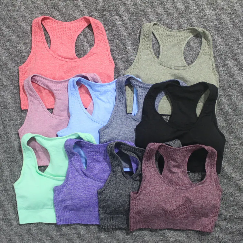 

Vital Seamless Yoga Bra Women Fitness Cropped Top Padded Push Up Sports Bra Gym Brassiere Femme Workout Racerback Active Wear