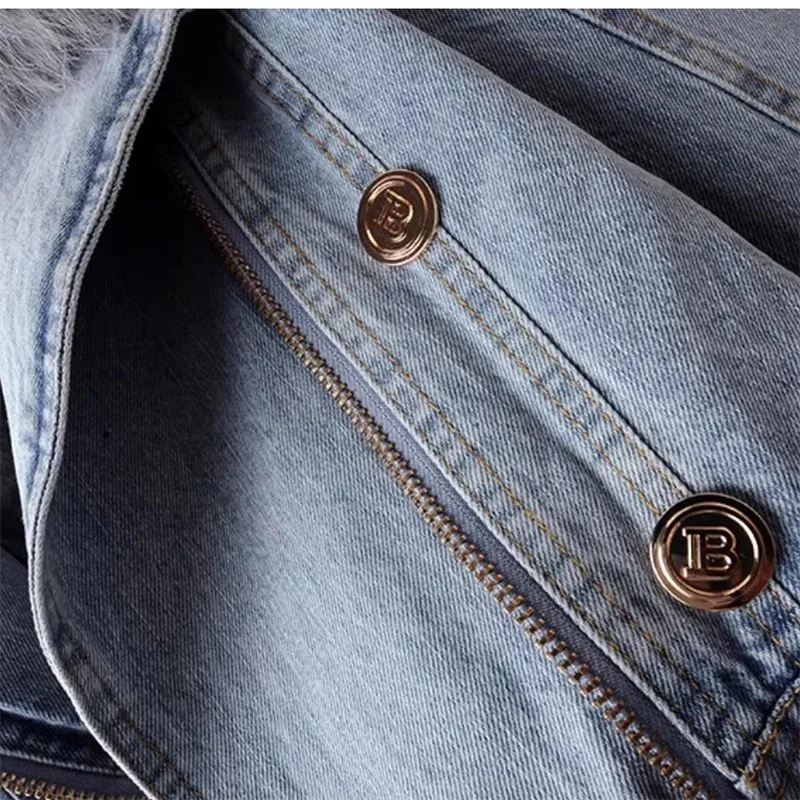 Женская короткая джинсовая куртка со съемной подкладкой из искусственного меха